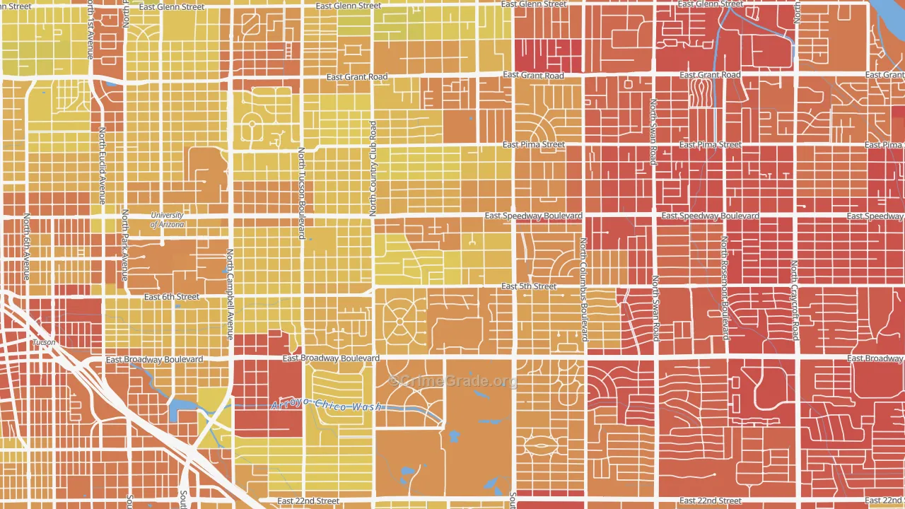 Miramonte, Tucson, AZ Map of Vehicle Theft Rates