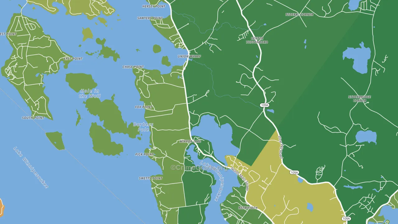 Mirror Lake, NH Map of Vehicle Theft Rates