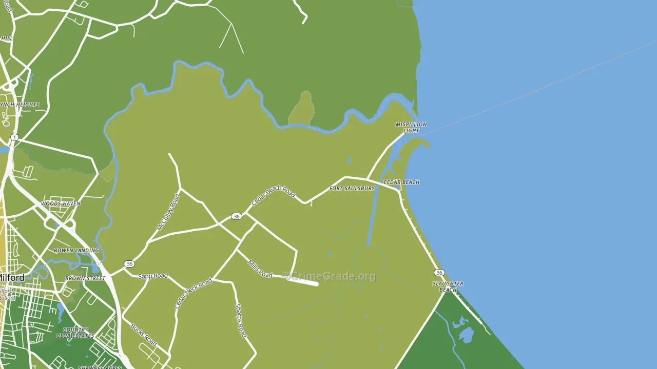 Mispillion Light, DE Map of Vehicle Theft Rates
