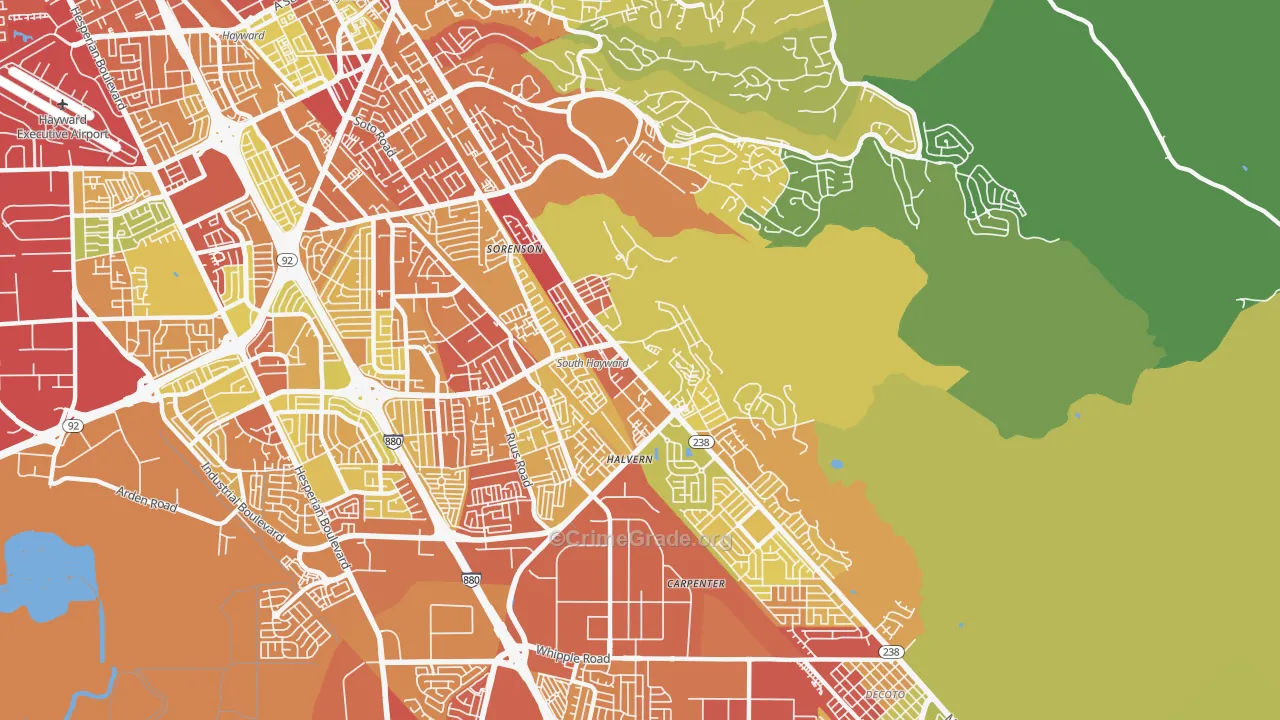 Mission-Garin, Hayward, CA Map of Vehicle Theft Rates