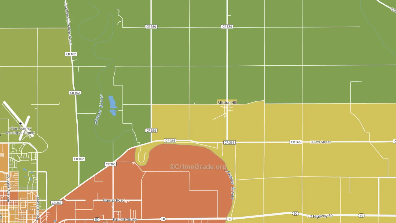 Mission Hill, SD Map of Vehicle Theft Rates