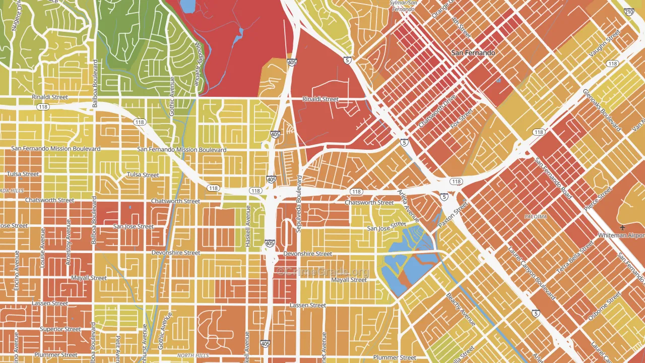 Mission Hills, CA Map of Vehicle Theft Rates