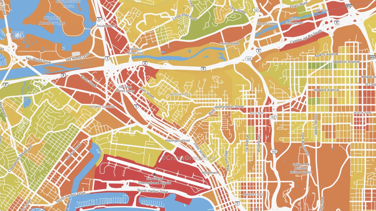 Mission Hills-San Diego, San Diego, CA Map of Vehicle Theft Rates