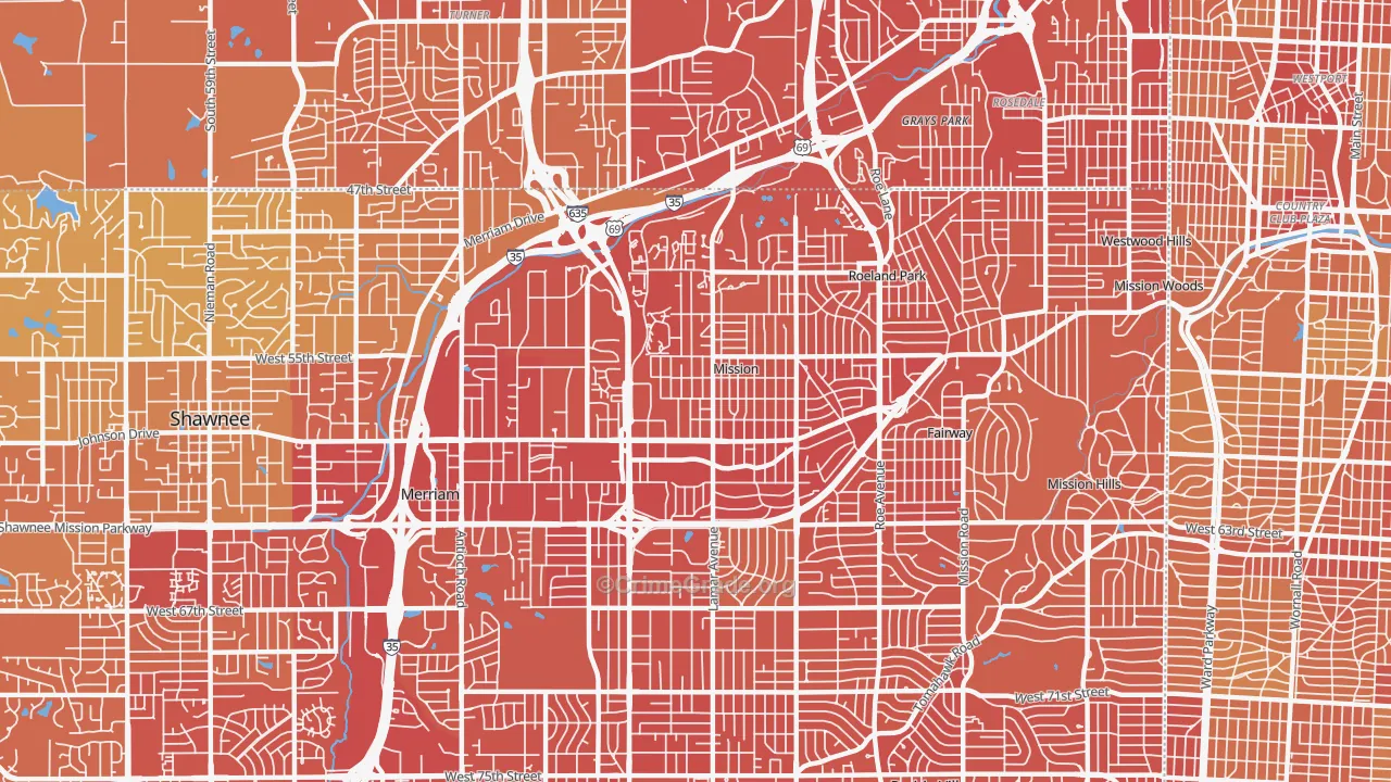 Mission, KS Map of Vehicle Theft Rates