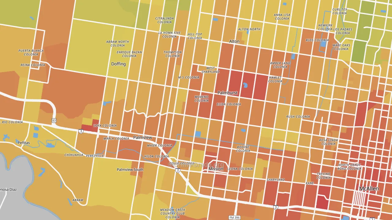 Mission, TX Map of Vehicle Theft Rates