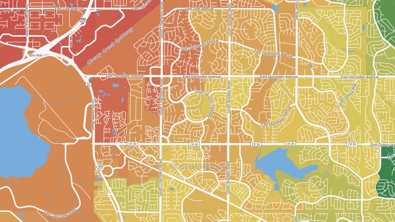 Mission Viejo, Aurora, CO Map of Vehicle Theft Rates