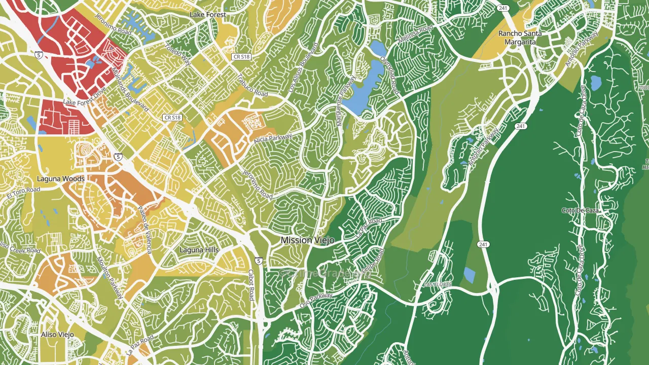 Mission Viejo, CA Map of Vehicle Theft Rates