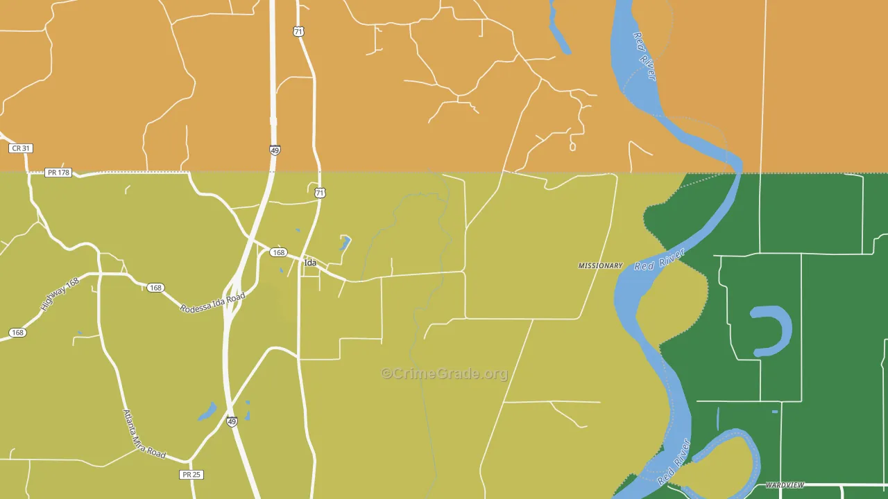 Missionary, LA Map of Vehicle Theft Rates