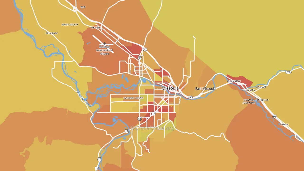 Missoula County, MT Map of Vehicle Theft Rates