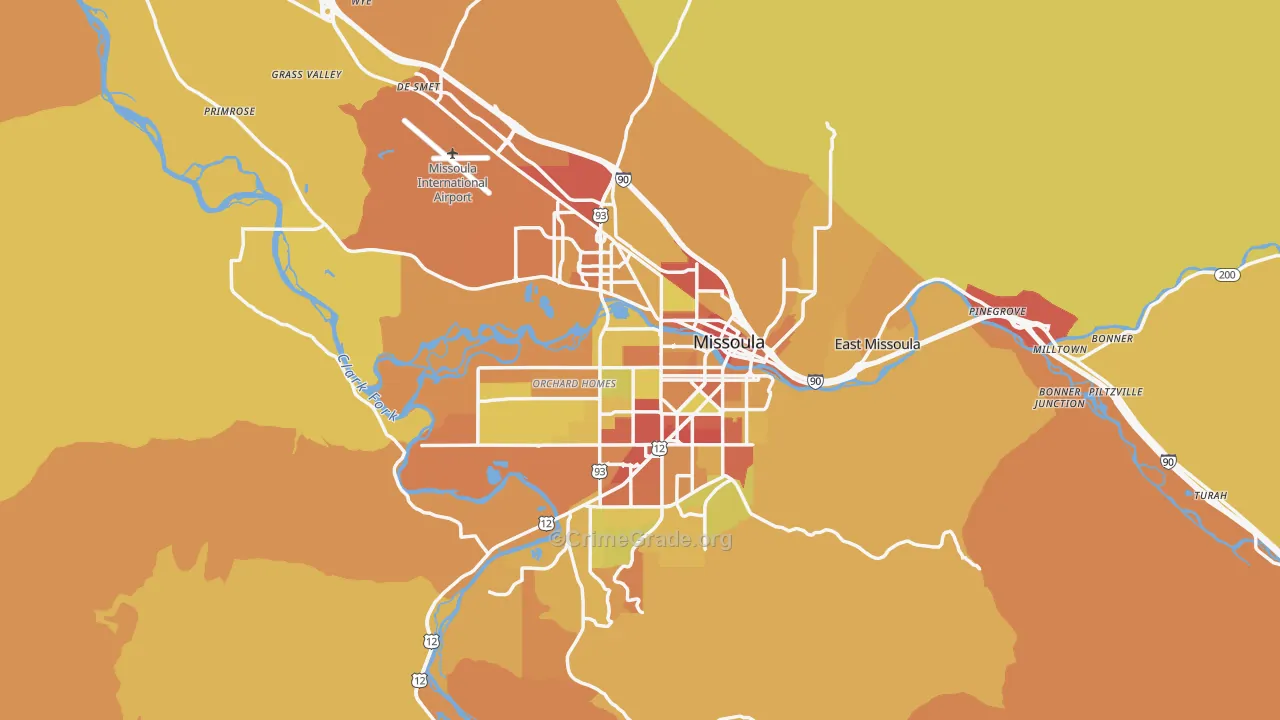 Missoula, MT Map of Vehicle Theft Rates