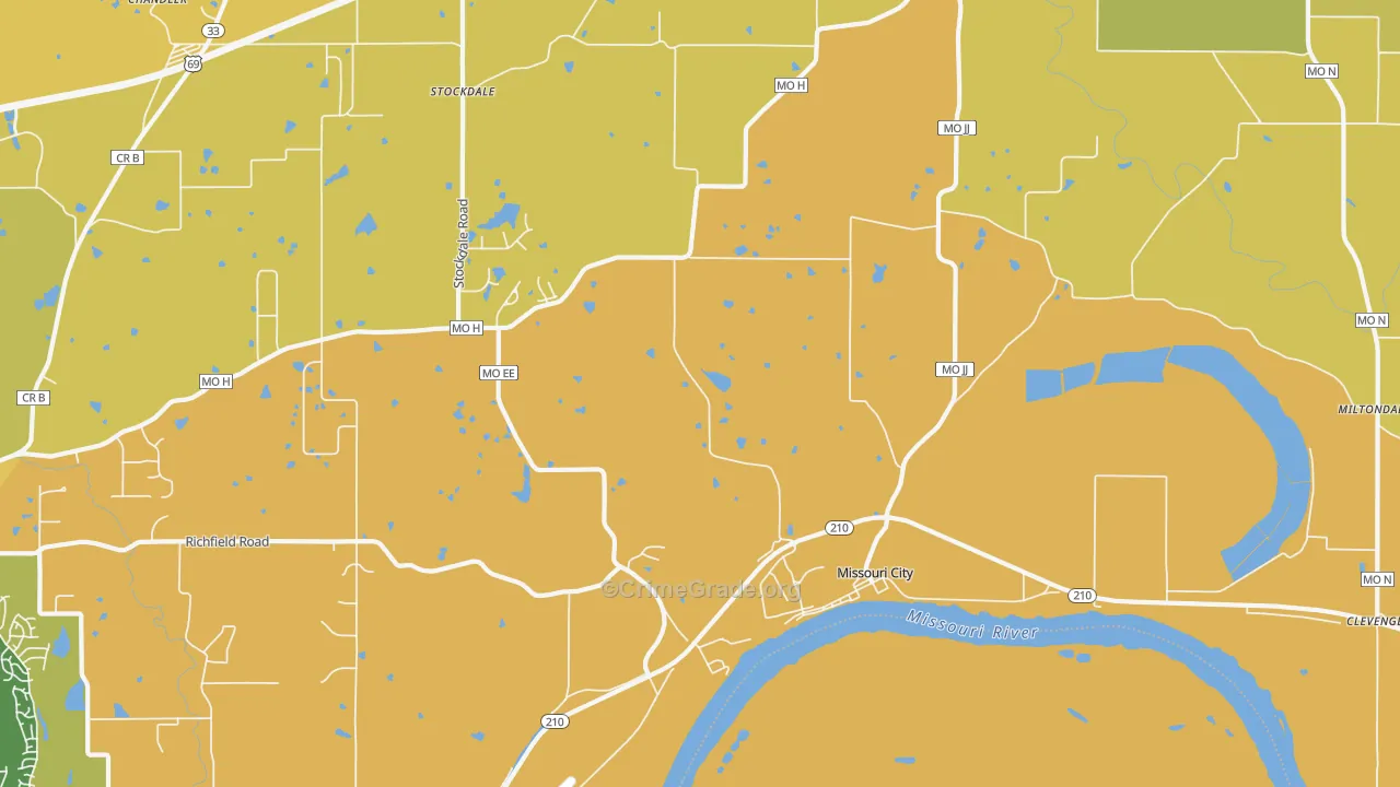 Missouri City, MO Map of Vehicle Theft Rates