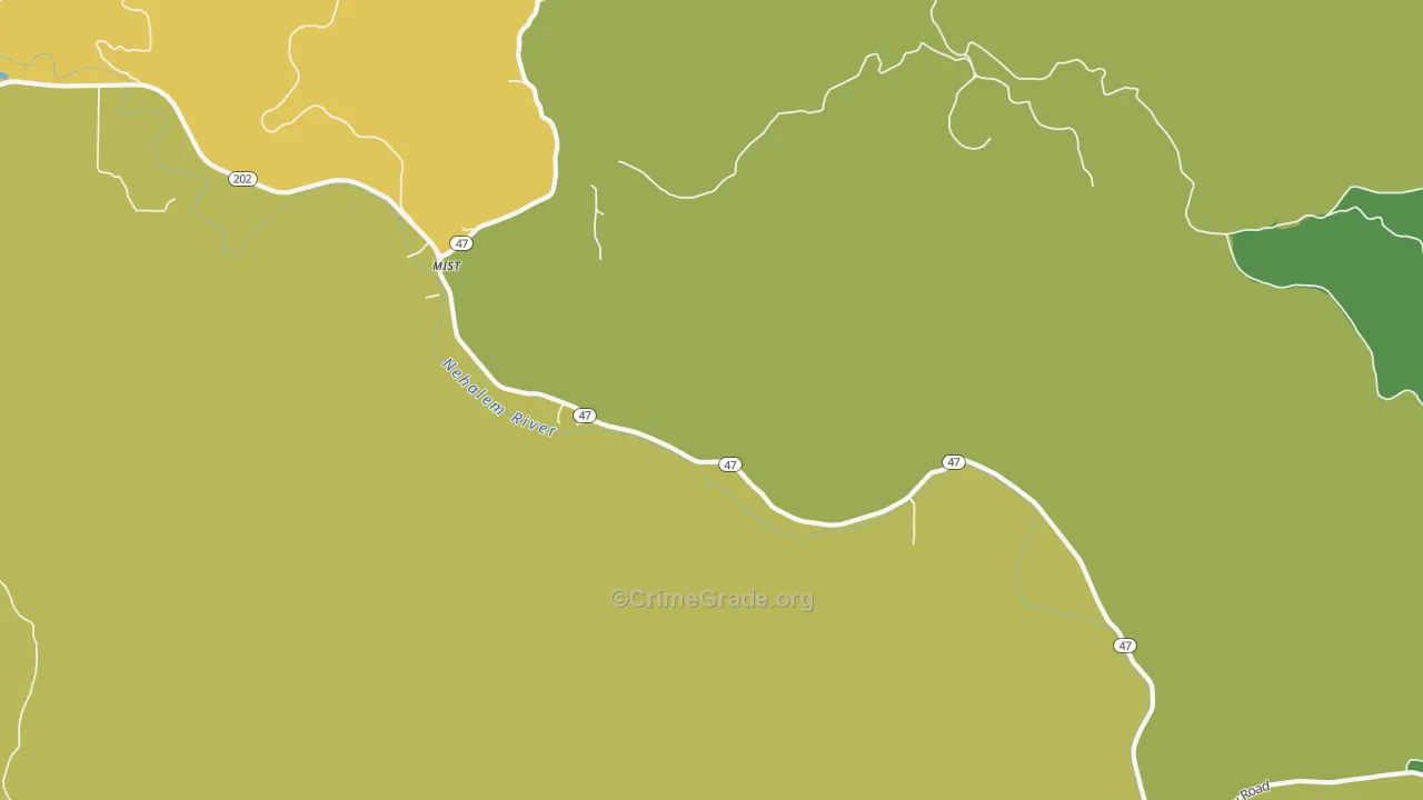 Mist, OR Map of Vehicle Theft Rates