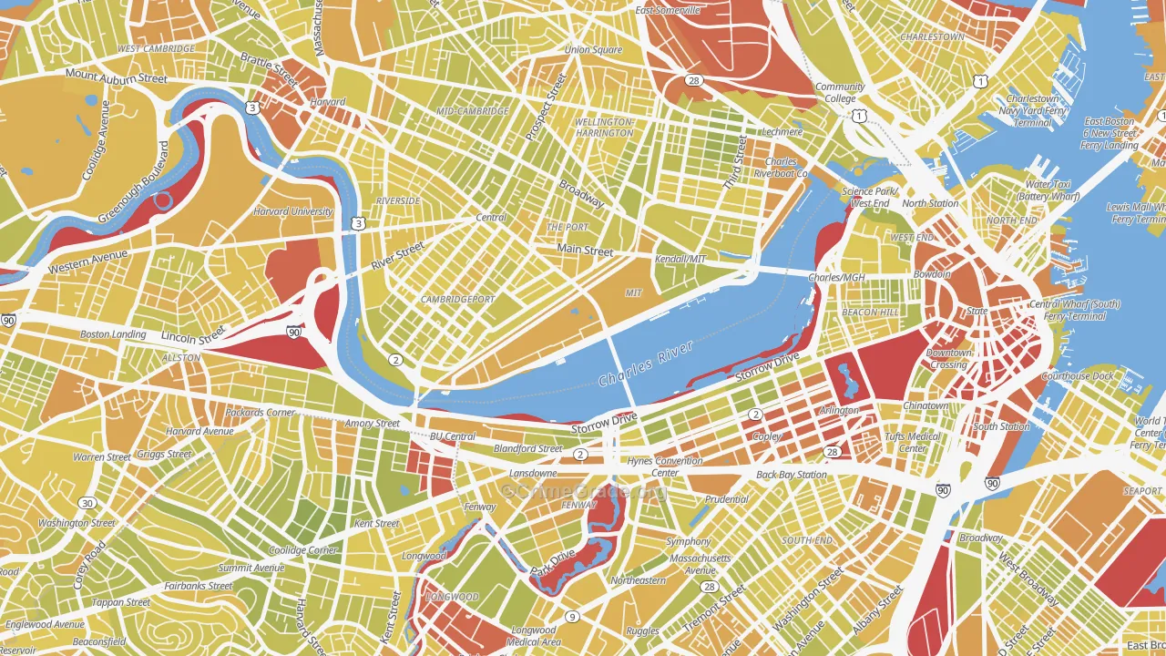 MIT, Cambridge, MA Map of Vehicle Theft Rates