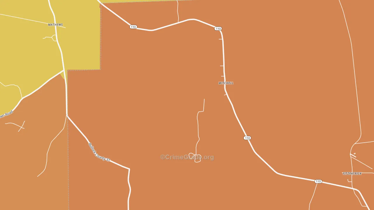 Mitchell, AL Map of Vehicle Theft Rates