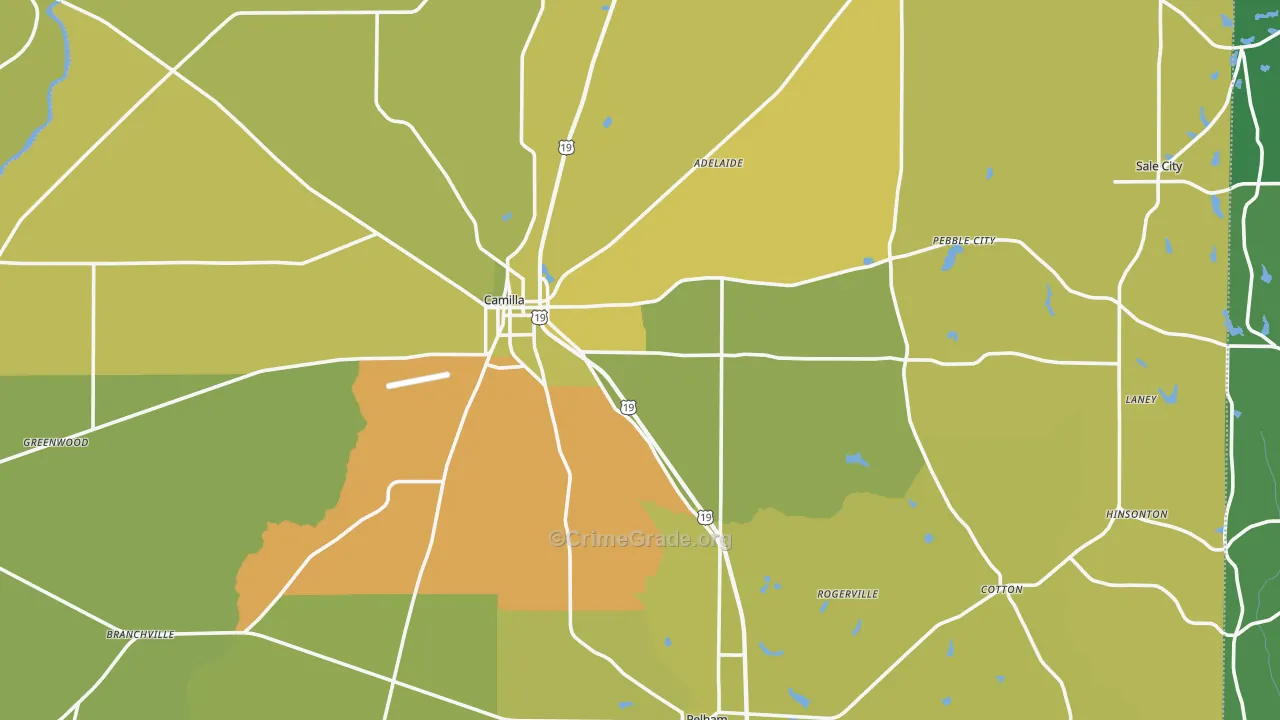Mitchell County, GA Map of Vehicle Theft Rates