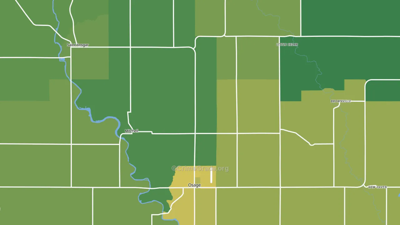 Mitchell County, IA Map of Vehicle Theft Rates