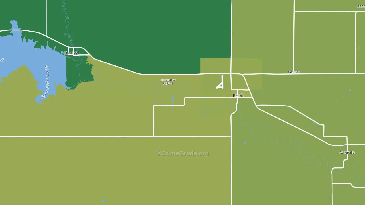 Mitchell County, KS Map of Vehicle Theft Rates