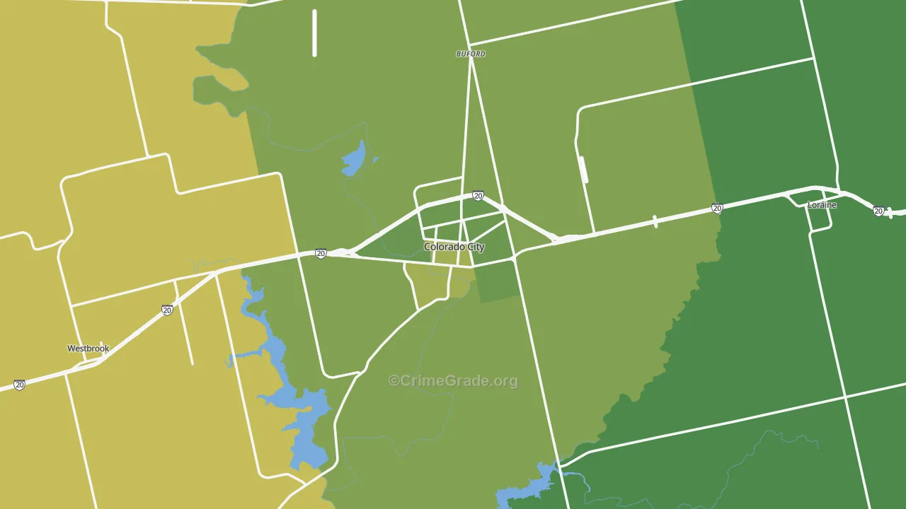 Mitchell County, TX Map of Vehicle Theft Rates