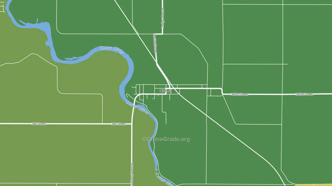 Mitchell, IA Map of Vehicle Theft Rates