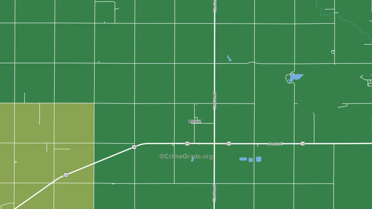 Mitchell, KS Map of Vehicle Theft Rates