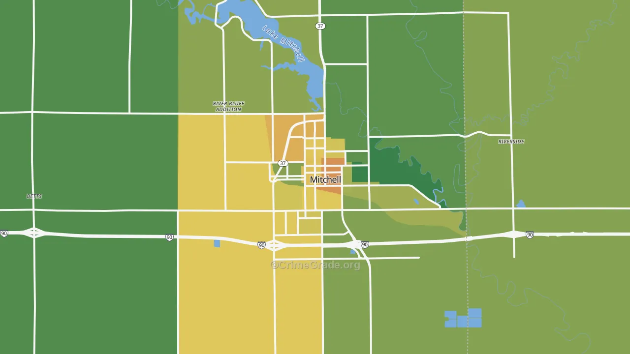 Mitchell, SD Map of Vehicle Theft Rates