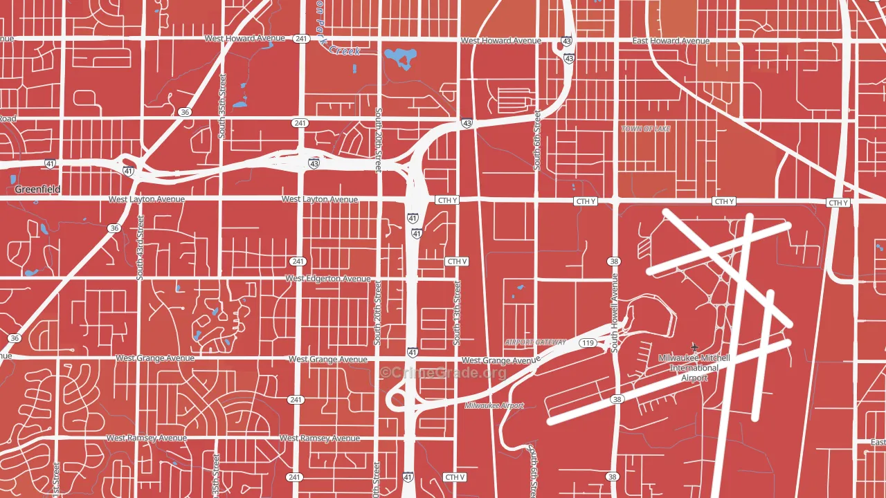 Mitchell West, Milwaukee, WI Map of Vehicle Theft Rates