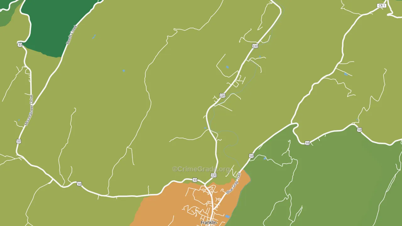 Mitchell, WV Map of Vehicle Theft Rates