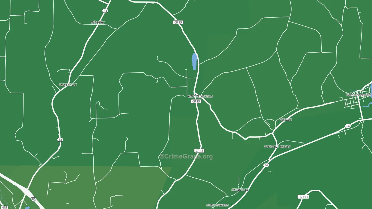 Mitchellsville, NY Map of Vehicle Theft Rates