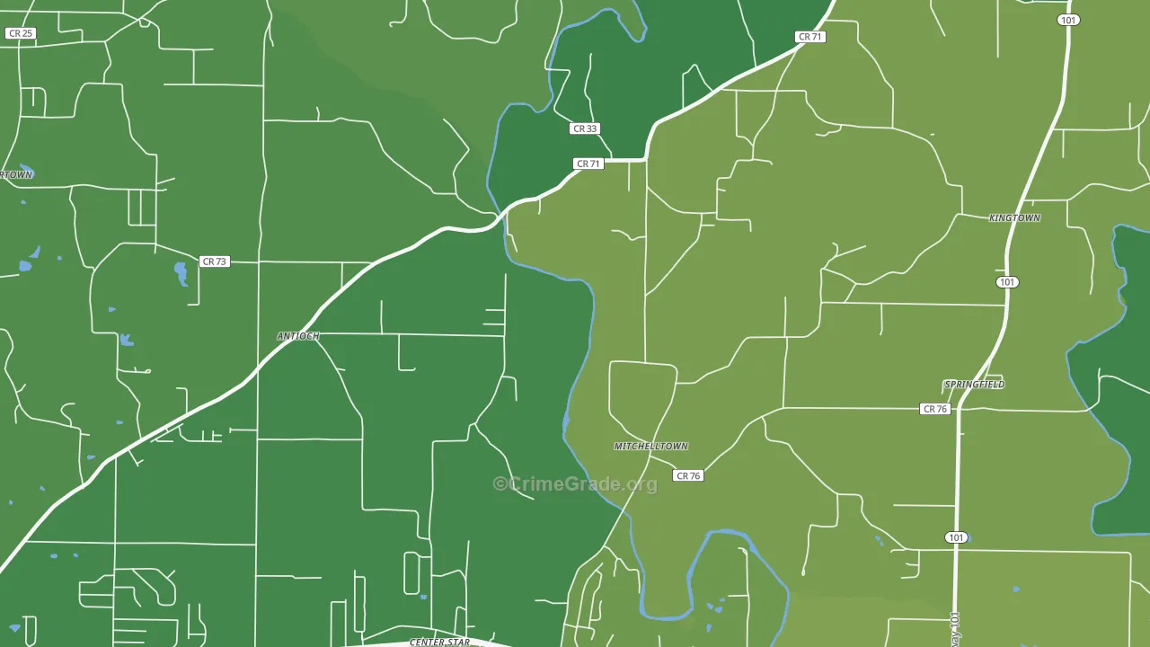 Mitchelltown, AL Map of Vehicle Theft Rates