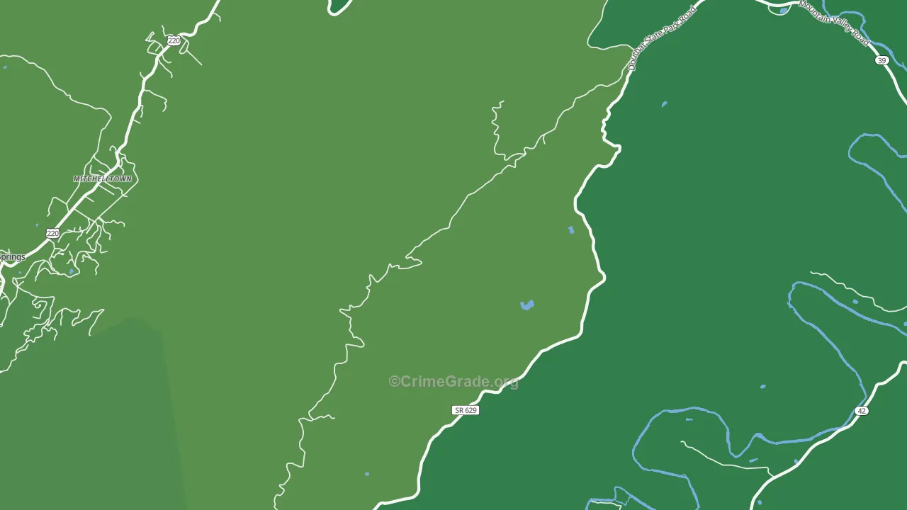 Mitchelltown, VA Map of Vehicle Theft Rates