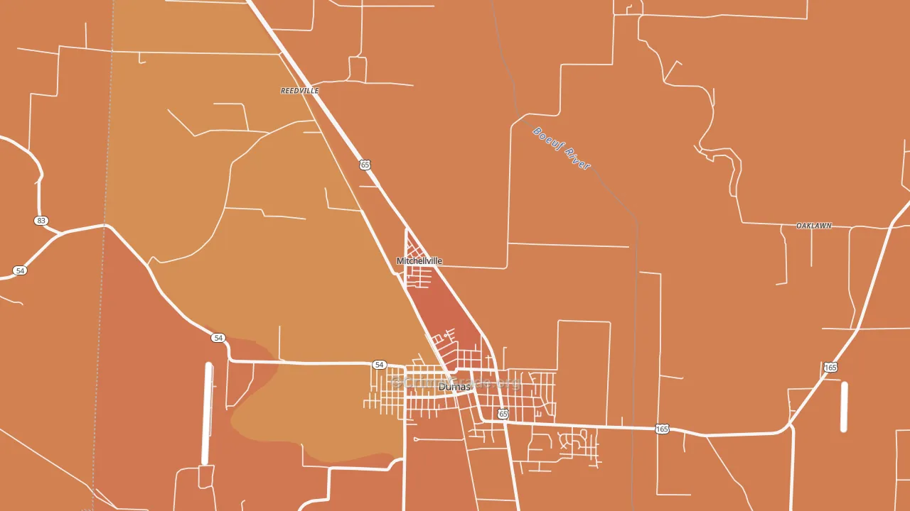 Mitchellville, AR Map of Vehicle Theft Rates
