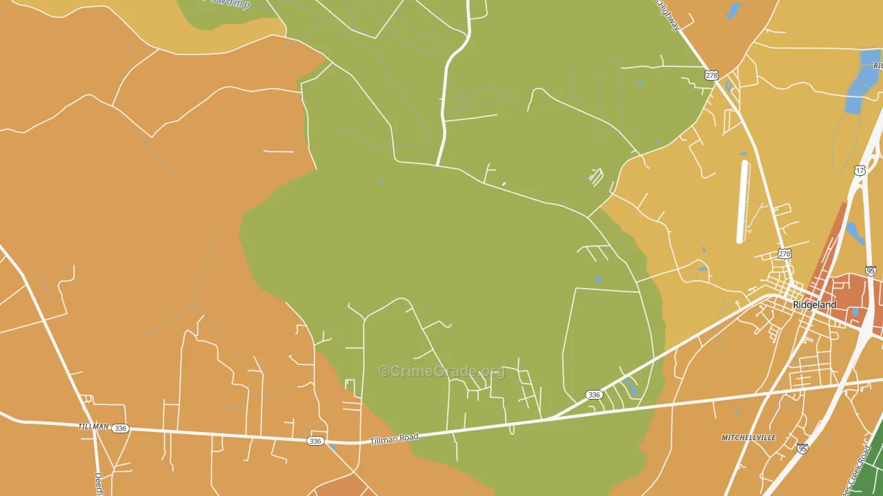 Mitchellville, SC Map of Vehicle Theft Rates
