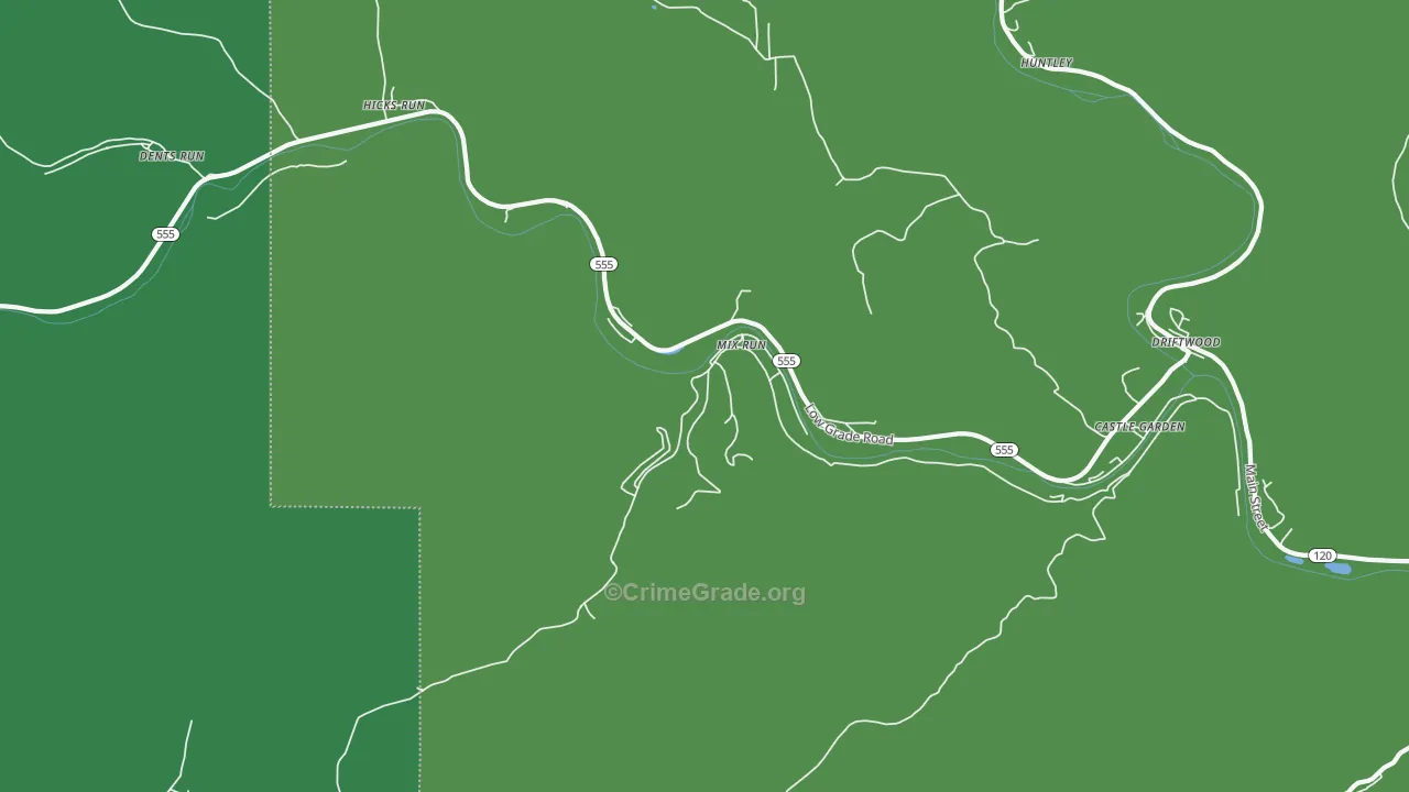 Mix Run, PA Map of Vehicle Theft Rates
