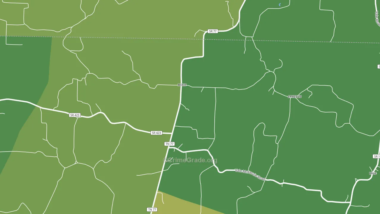 Mixie, TN Map of Vehicle Theft Rates
