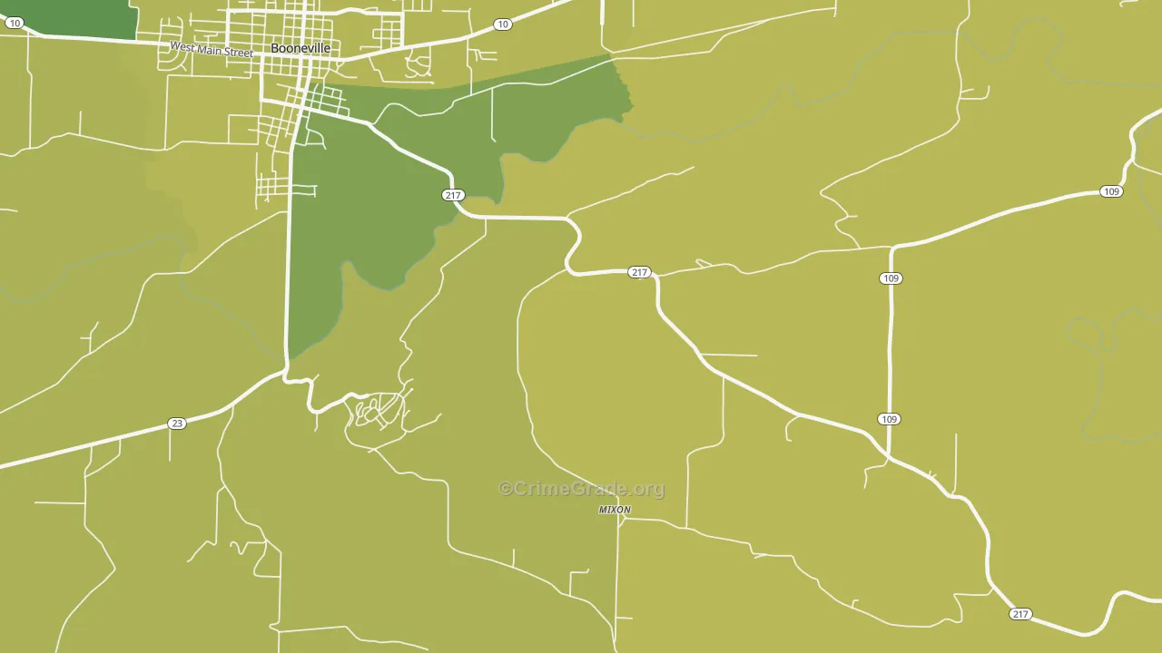 Mixon, AR Map of Vehicle Theft Rates