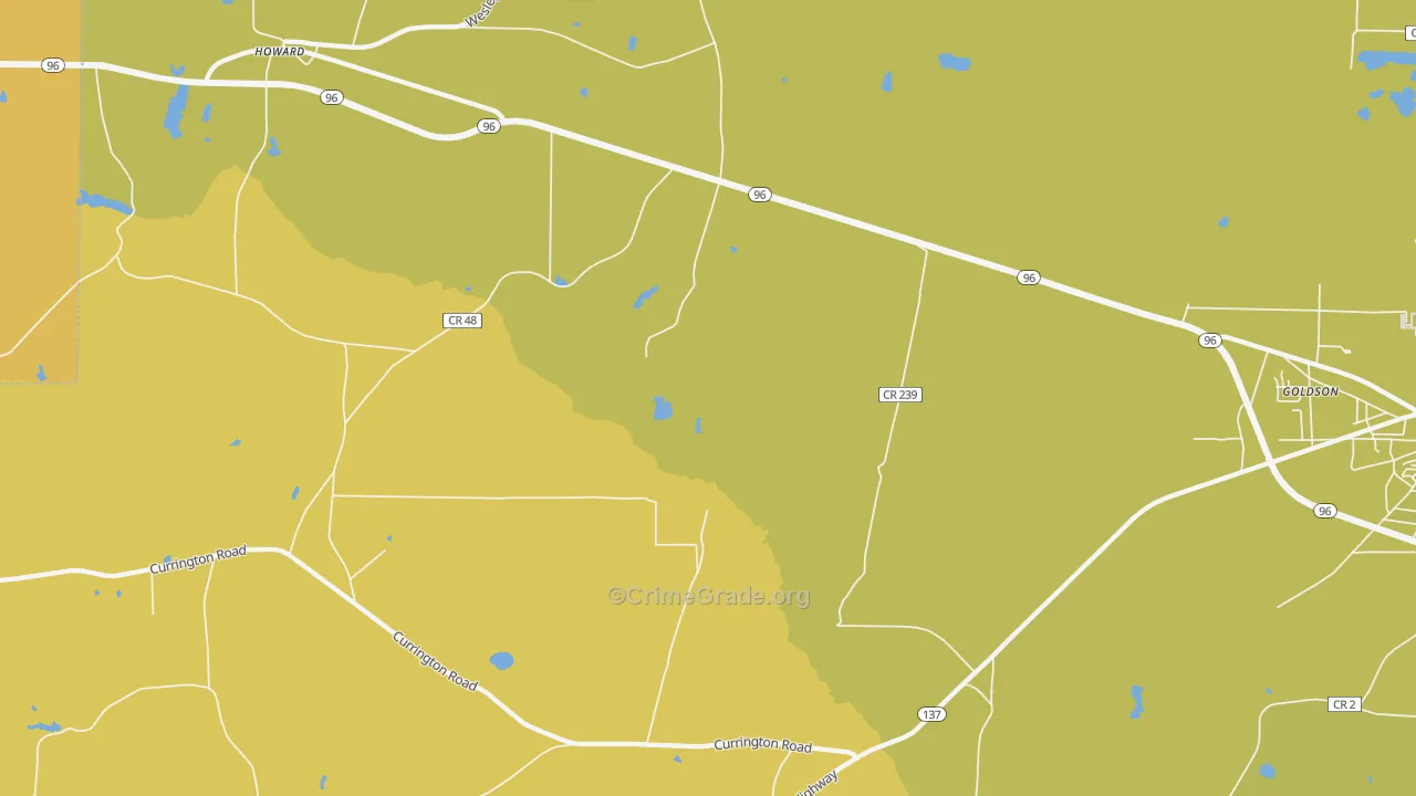 Mizell, GA Map of Vehicle Theft Rates