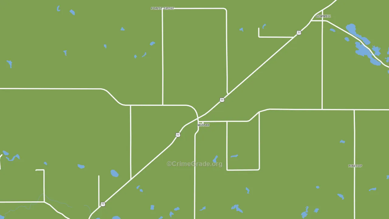 Mizpah, MN Map of Vehicle Theft Rates
