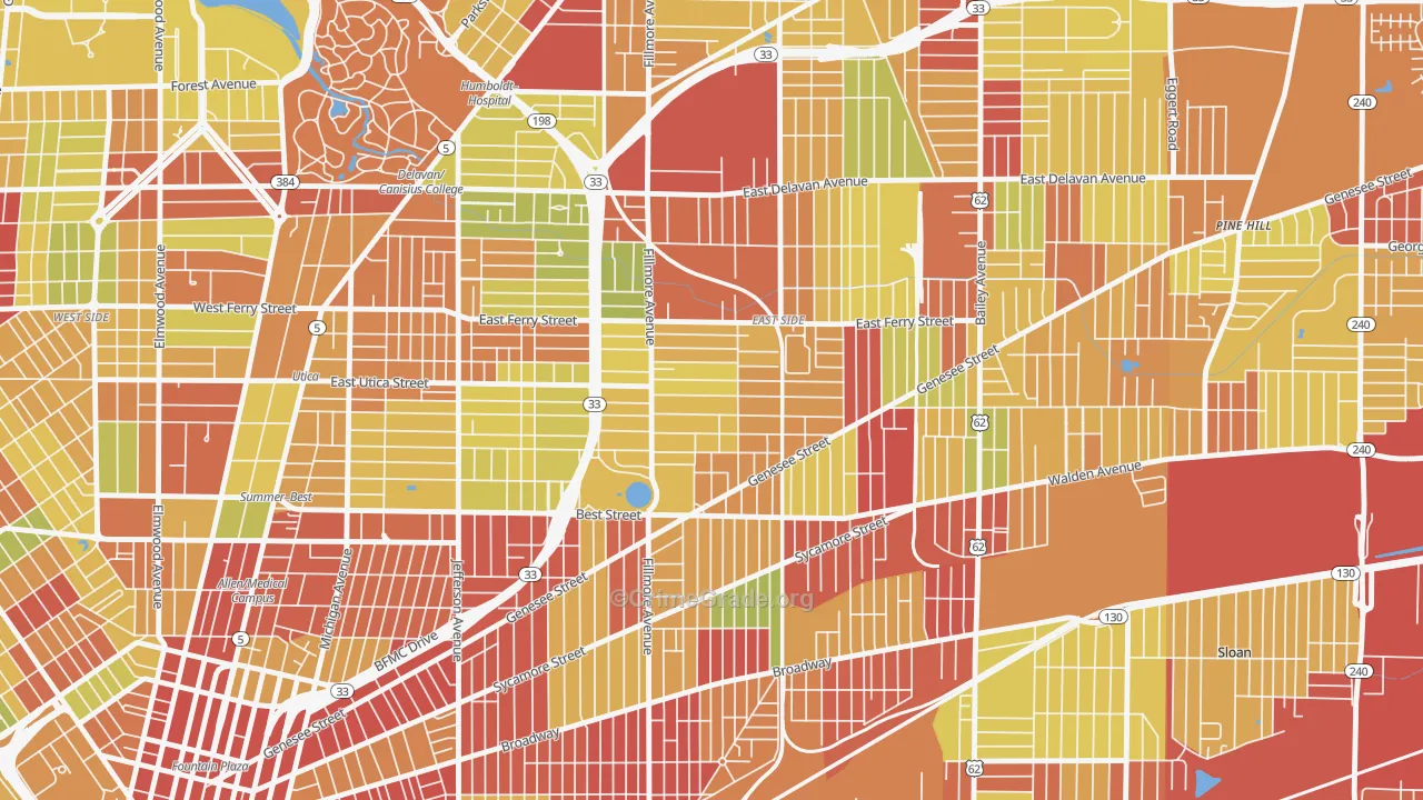Mlk Park, Buffalo, NY Map of Vehicle Theft Rates