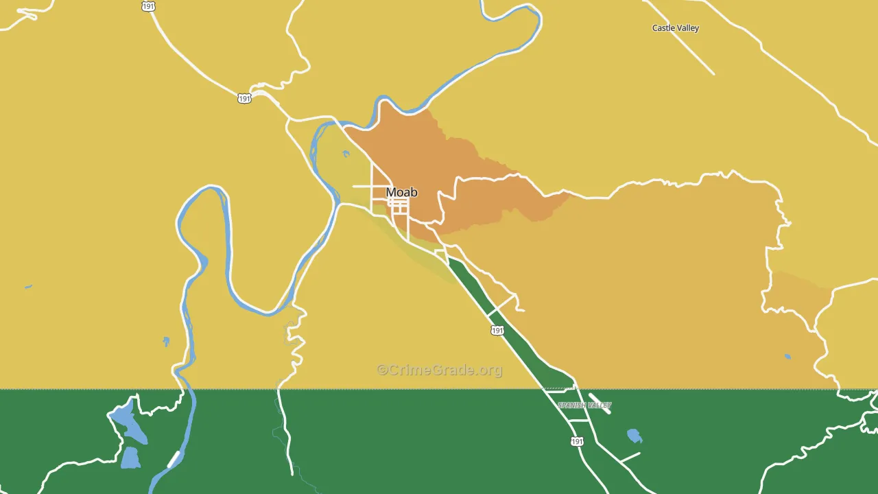 Moab, UT Map of Vehicle Theft Rates