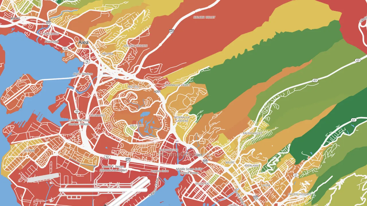 Moanalua, Honolulu, HI Map of Vehicle Theft Rates