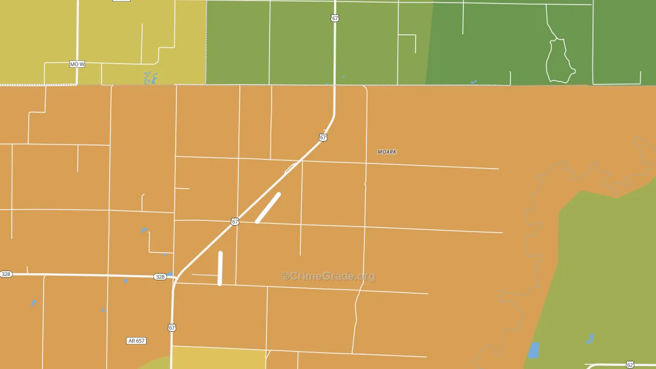 Moark, AR Map of Vehicle Theft Rates