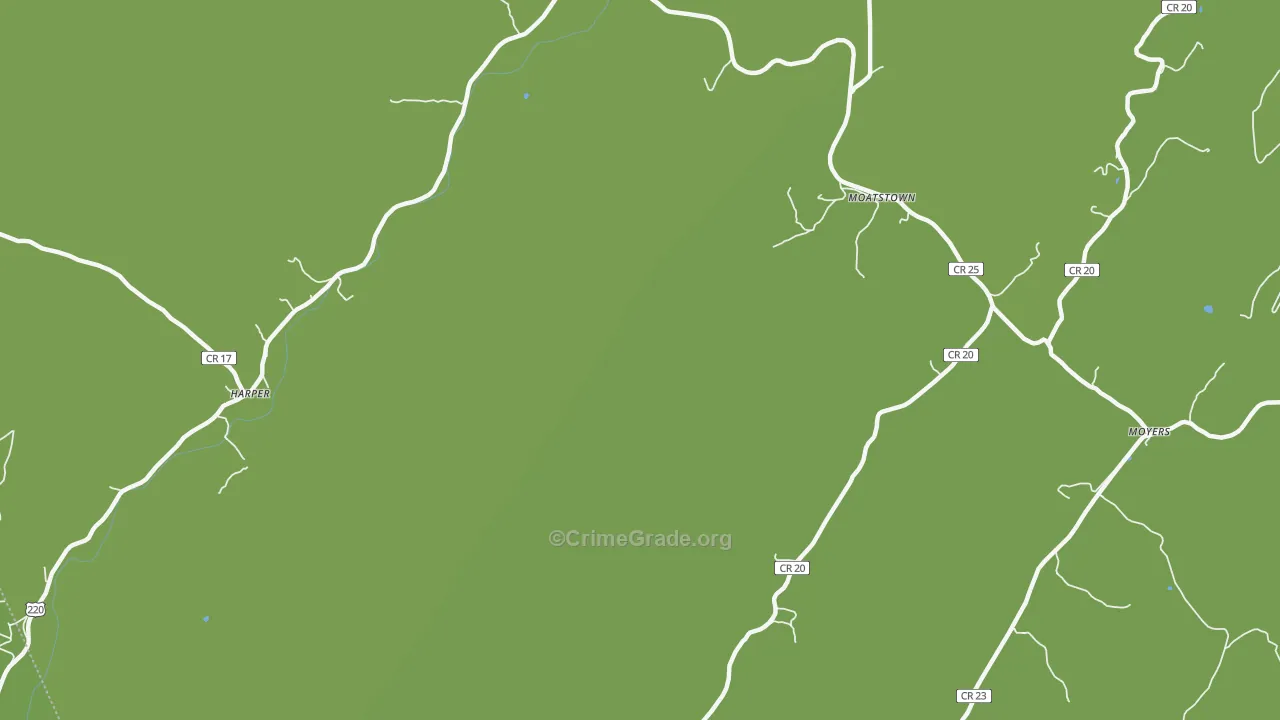 Moatstown, WV Map of Vehicle Theft Rates