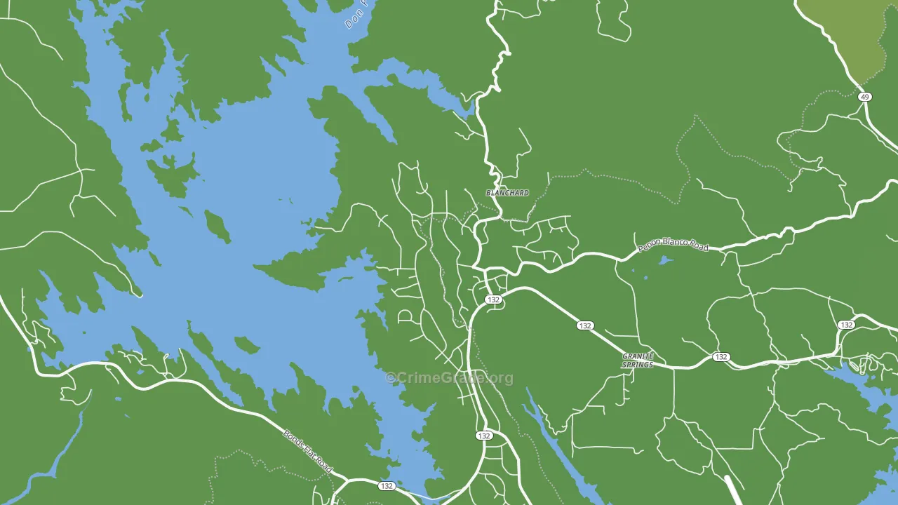 Moccasin, CA Map of Vehicle Theft Rates
