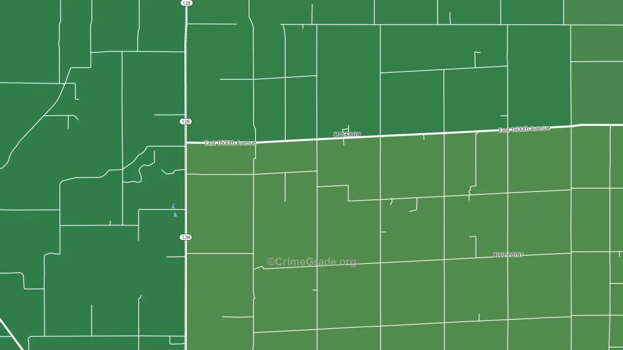 Moccasin, IL Map of Vehicle Theft Rates