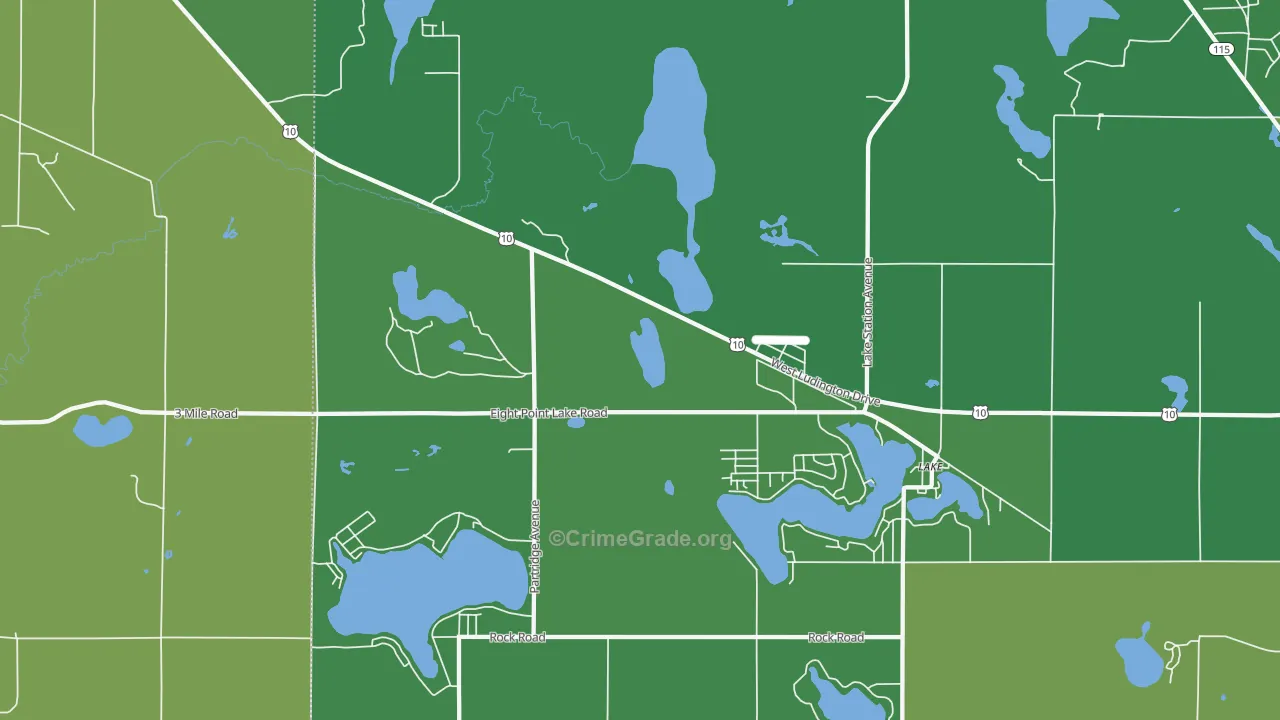 Moddersville, MI Map of Vehicle Theft Rates