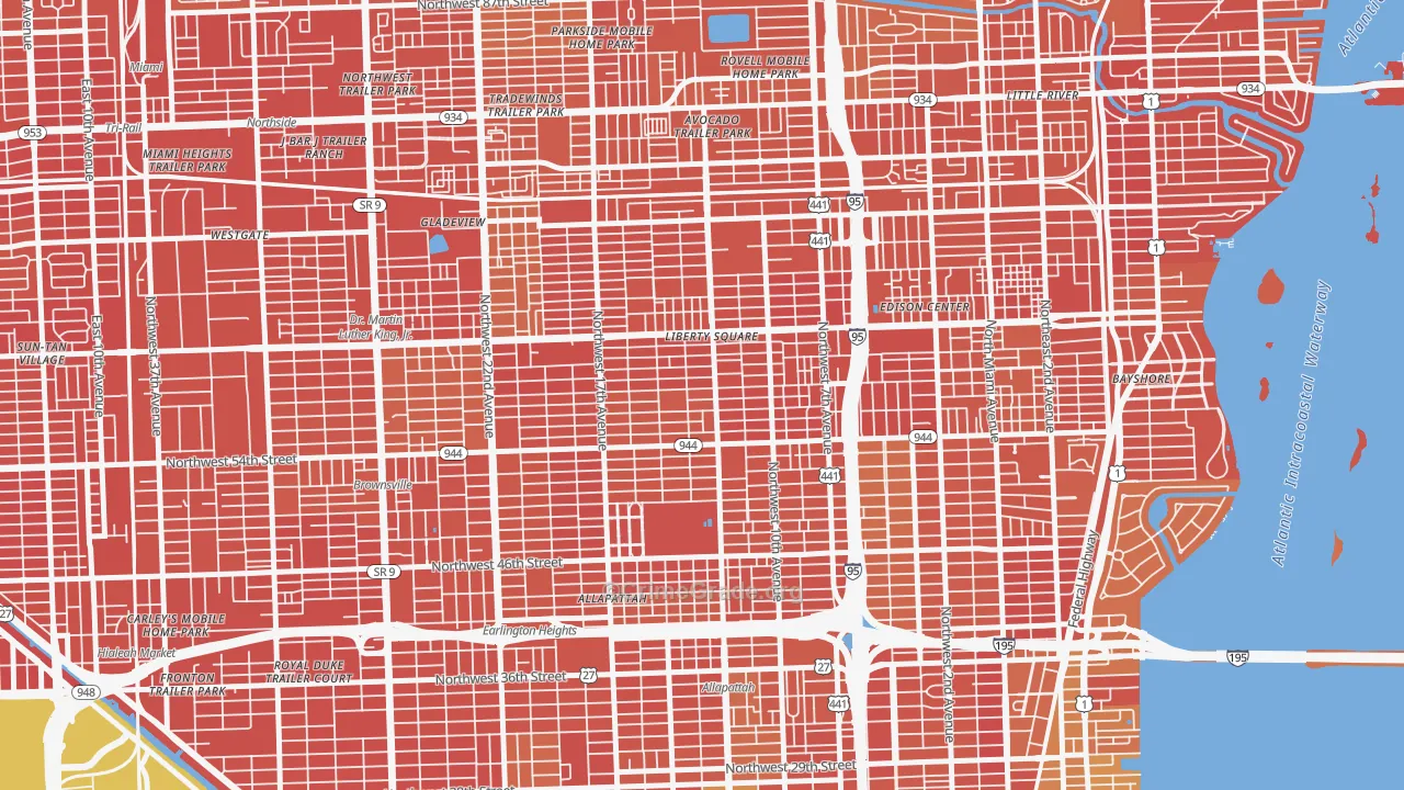 Model City, Miami, FL Map of Vehicle Theft Rates