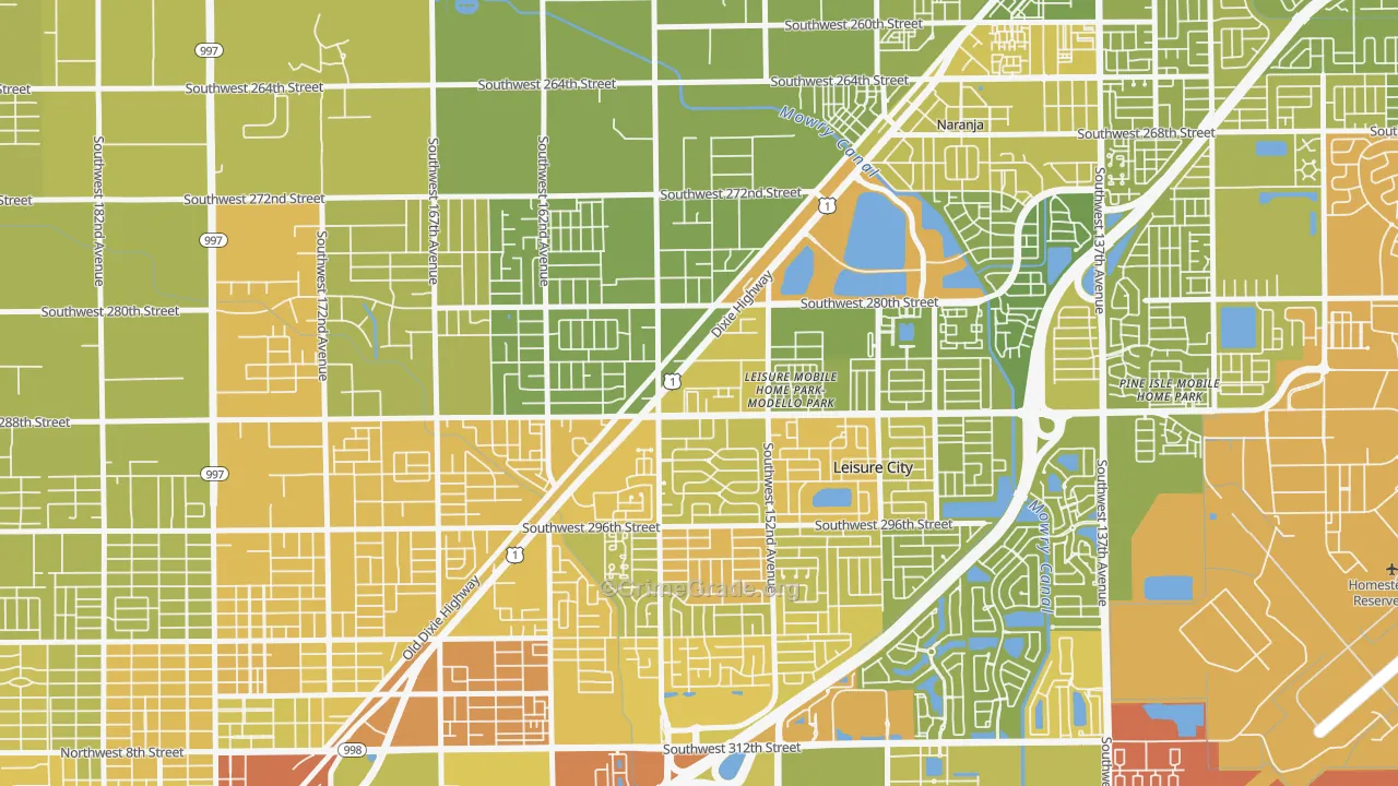 Modello, Leisure City, FL Map of Vehicle Theft Rates