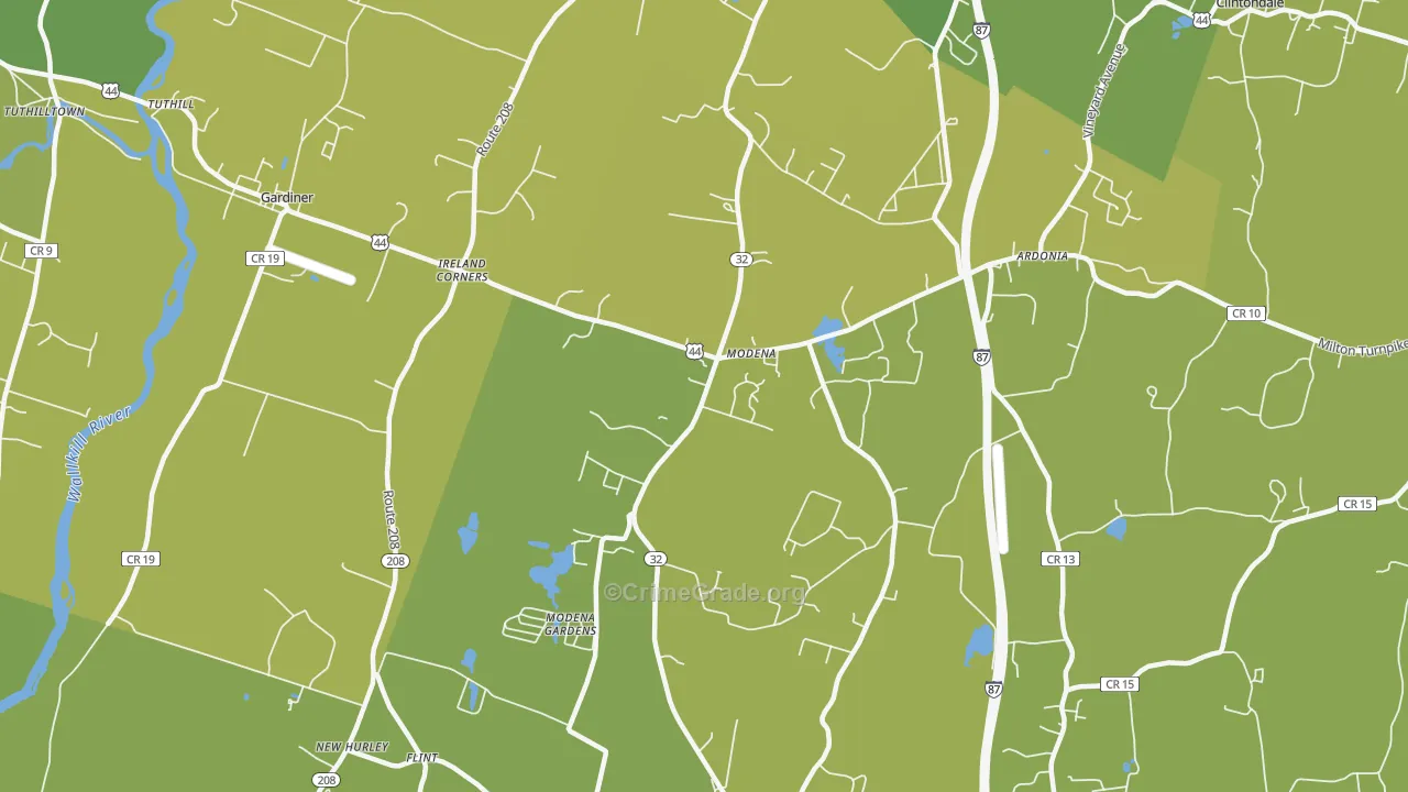 Modena, NY Map of Vehicle Theft Rates