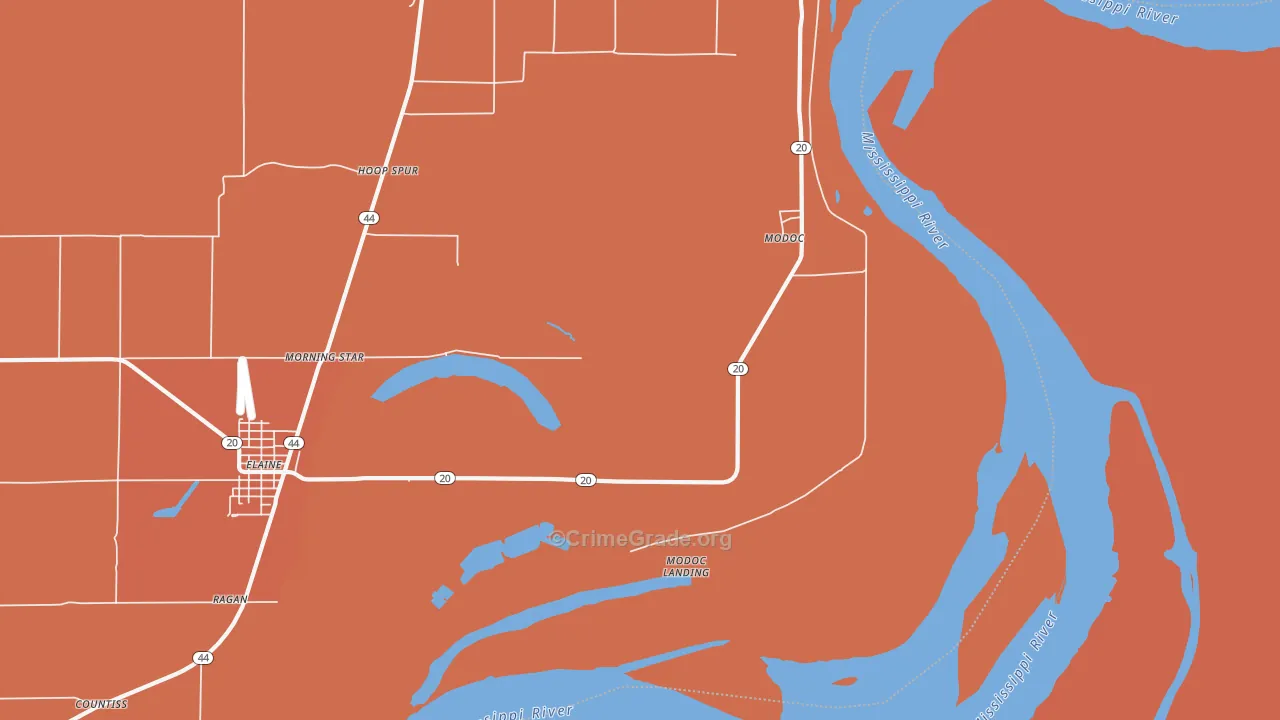 Modoc, AR Map of Vehicle Theft Rates