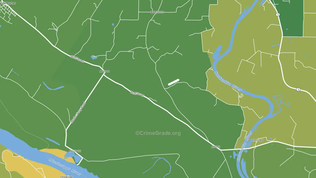 Modoc, IL Map of Vehicle Theft Rates